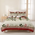 thumbnail image 3 of Quilts Twin XL Size Bedding Set, Red Poinsettia Christmas Lightweight Quilted Comforter, Xmas Winter Flowers Leaves Retro Reversible Bedspread Coverlet with Pillow Covers for All Season, 68" x 98", 3 of 9