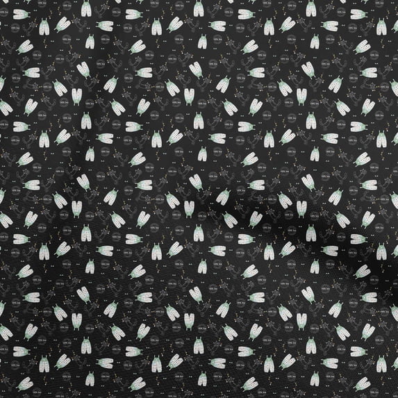 oneOone Cotton Poplin Black Fabric Kids Cloth Craft Projects Decor Fabric Printed By The Yard 42 Inch Wide