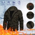 thumbnail image 2 of Men's Autumn And Winter Leisure Plus Large Size Padded Velvet Zipper Multi-pocket Lapel Long Cotton-padded Jacket Coat Jacket, 2 of 8