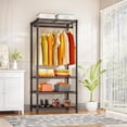 thumbnail image 2 of H4 Mini Portable Closet, 4 Tiers Freestanding Clothing Garment Rack for Small Space, Metal Clothes Wardrobe System for Bedroom, 23.6" W x 14" D x 76.4" H, Load 502 lbs, Black, 2 of 13
