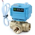 thumbnail image 3 of U. S. Solid 3 Way L Type IP67 Motorized Ball Valve with Hand Wheel 1/2 in NPT Standard Port Brass AC 110-230V 2 Wire Auto Return Wiring Normally Closed Blue Casing, 3 of 7