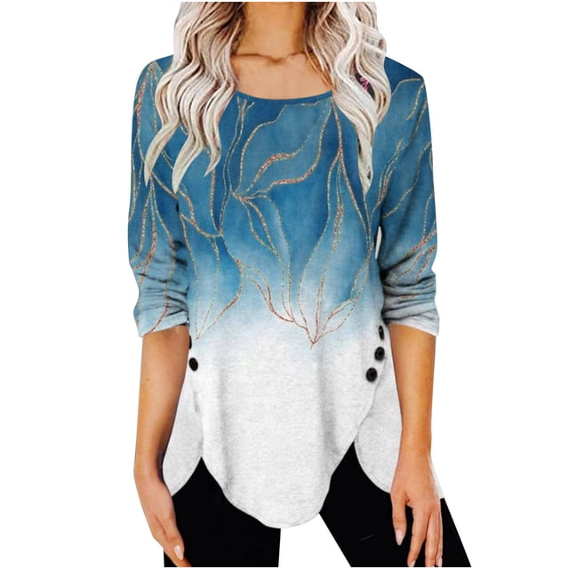 Tops Para Mujer Blusa Casual Elegante Camisas de Manga Larga Otoño Impreso A La Moda Cómoda Camiseta Suelta S Odeerbi ODB170175