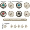 thumbnail image 2 of 1Box 12PCS 30mm Screw Back Buttons Round Vintage Engraving Sun Flower Faux Turquoise Conchos Flower Buds Daisy Decorative Buckles Replacement Castings Buttons for DIY Leather Craft Fabrics, 2 of 7