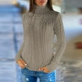thumbnail image 6 of UJNDER Autumn Winter Regular Turtleneck Long Sleeve Knitted Sweater for Women Grey M, 6 of 8