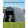 thumbnail image 5 of Portable Outdoor Storage Shed with Roll-Up Zipper Door & Vents, 240G Heavy-Duty Shelter Waterproof PE Tarp, UV-Resistant Carport for Motorcycle, Firewood, Tools, 5 of 7