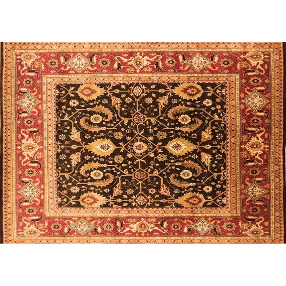 Ahgly Company Indoor Rectangle Oriental Orange Industrial Area Rugs, 2' x 3'