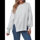 thumbnail image 2 of Sudaderas de Gran Tamaño para Mujer, Cuello Redondo, Larga, Informales, Holgadas, con Abertura, Otoño 2025 Gris XXL, 2 of 8
