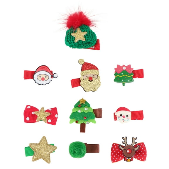 Gymnture 10Pcs Christmas Kids Hairpins Cartoon Bell Series Hair Clips Festival Hair Decor