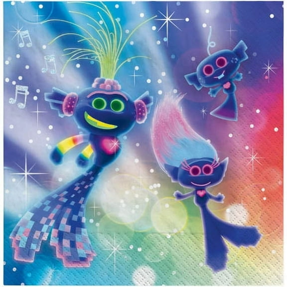 amscan Trolls Colorful Design Beverage Napkins-16pc, Multi