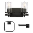 thumbnail image 2 of Globe Electric Upscale Industrial 3-Piece Matte Black Bathroom Accessory Set with 13" 2-Light LED Vanity Light, 2 of 9