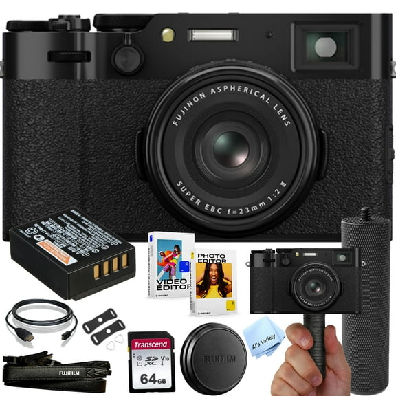 FUJIFILM X100VI Digital Camera (Black) 64GB Memory Stabilizing Grip Software Pack More (Value Bundle)