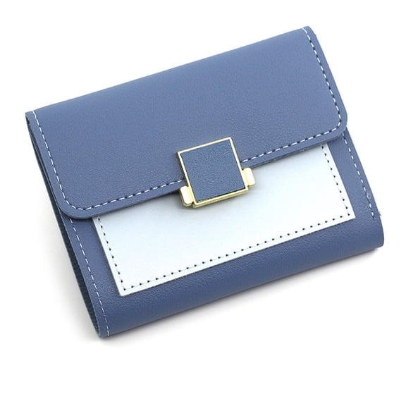 Small Wallets for Women Leather Bifold Purse Coin Pocket Credit Card Holder - blue
