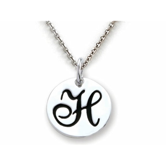 Stellar White 925 Sterling Silver Initial H Personalized Alphabet Disc Pendant Necklace Chain Included