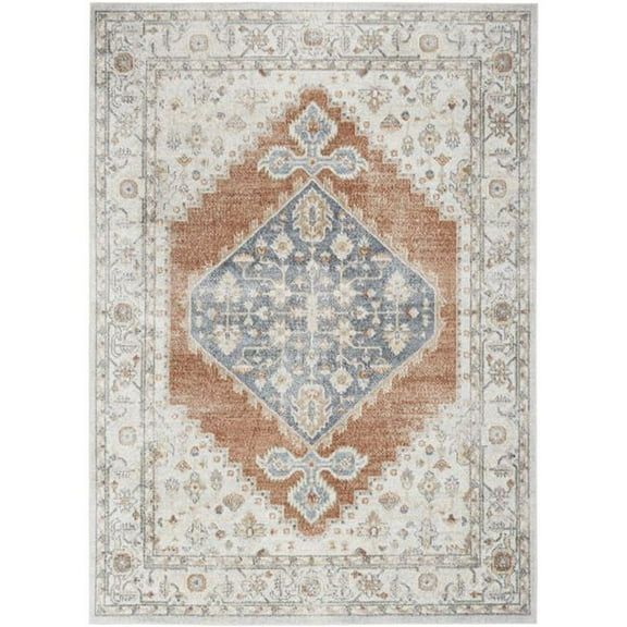 7 x 9 ft. Gray Oriental Power Loom Distressed Washable Area Rug