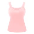 thumbnail image 4 of vigerkar Womens Lace Trim Ribbed Tank Tops Scoop Neck Fitted Sleeveless Shirts Cute Going Out Camisole Solid Color Top (Pink, XL), 4 of 9