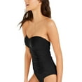 thumbnail image 3 of DKNY BLACK Liquid Pleated Bandeau Tummy Control One-Piece Swimsuit, US 4, 3 of 3