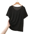 thumbnail image 3 of Ohufall Womens Pajama Tops Lightweight Breathable Modal Sleepwear Solid Color Crewneck Short Sleeve Shirts, 3 of 4