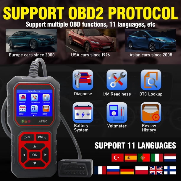 Escáner OBD2 Zulema Comprobar luz del motor Pantalla LED Datos Fallo del motor mejorado Auto rojo