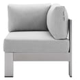 thumbnail image 2 of Modway Shore Sunbrella® Fabric Aluminum Outdoor Patio Corner Sofa in Silver Gray, 2 of 6