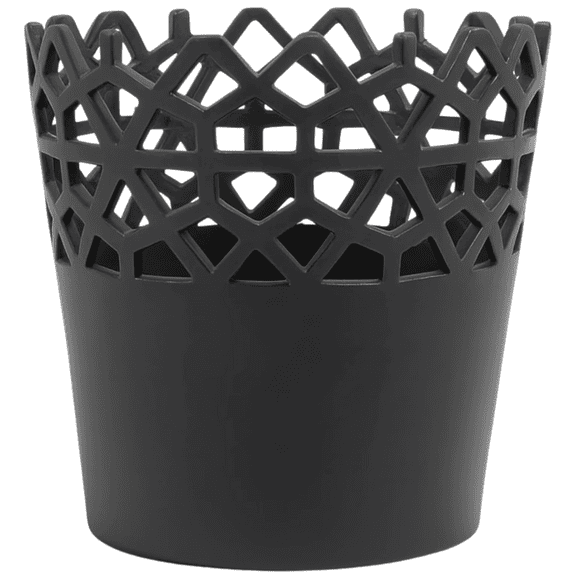 Aria Home Modern 10" Ceramic Planter Pot with Lattice Design for Home Décor, Matte Black