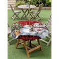 thumbnail image 3 of Outdoor Tablecloth with Umbrella Hole and Zipper, Red Christmas Round Table Cloth 54 Inch Waterproof Tablecloth, Xmas Tree Snowman Bear Snowfall Plaid Picnic Table Cover for Patio Camping, 3 of 7