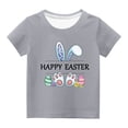 thumbnail image 1 of Penkiiy T-Shirts de Pâques pour Enfants Garçons Filles Mode Oreilles de Lapin de Pâques Œufs de Pâques Imprimé Col Rond Manches Courtes 7 Ans Gris, 1 of 4