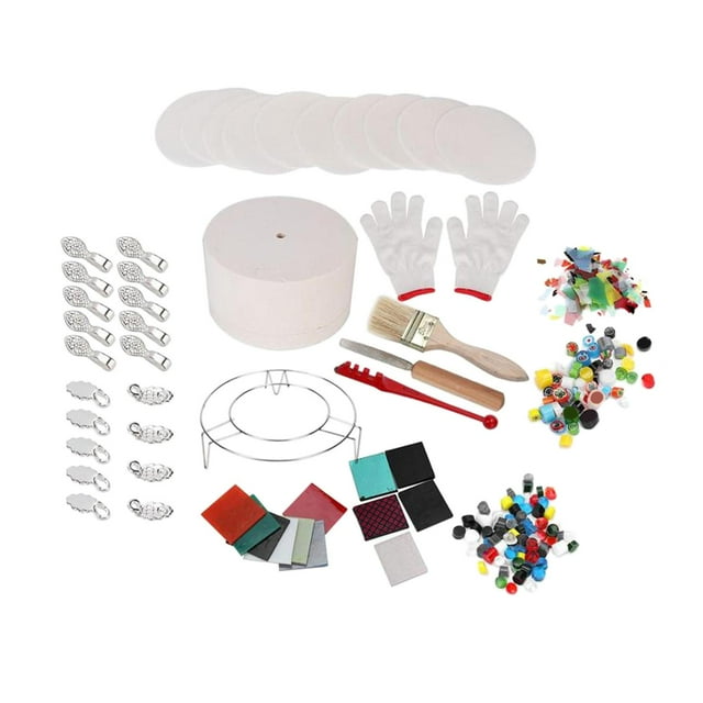 jifeng 14Pieces Professional DIY Fusing Glass Set Confetti Findings Starter Tool Simple Making Handmade Accessories
