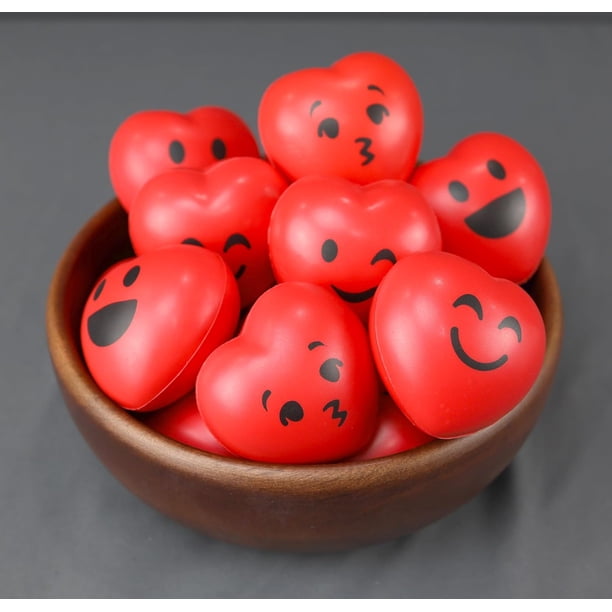 Novedad Bola de estrés en forma de corazón (paquete de 12) a granel - San Valentín - para regalos de fiesta de San Valentín para niños, regalos del día de San Valentín para niños