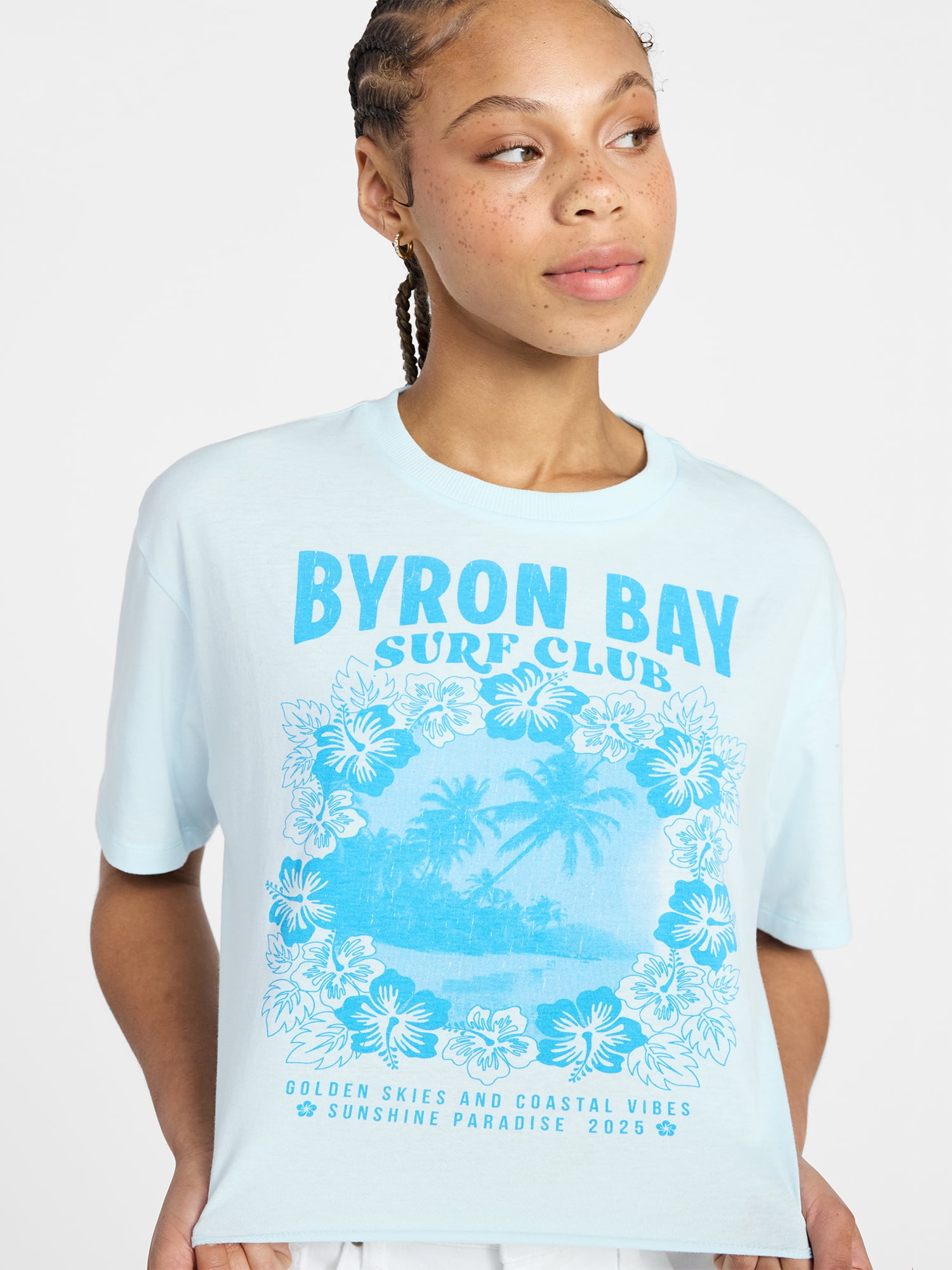 No Boundaries Boxy Cropped Graphic Tee, Women's XXS-XXL