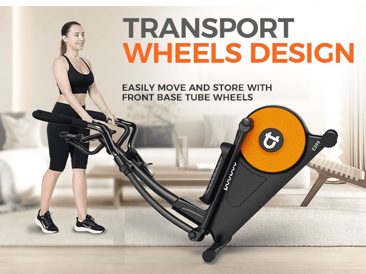 LNOW Build-in Bluetooth Silent Magnetic Elliptical Exercise Bike for Home Elliptical Training Machines 450lbs Nearlly Fully Assembled with 17 Stride Length
