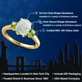 thumbnail image 2 of Gem Stone King 10K Yellow Gold Simulated White Opal and Green Peridot Engagement Ring for Women | 1.60 Cttw | Oval Cabochon 9X7MM | Gemstone October Birthstone | Size 5, 2 of 6