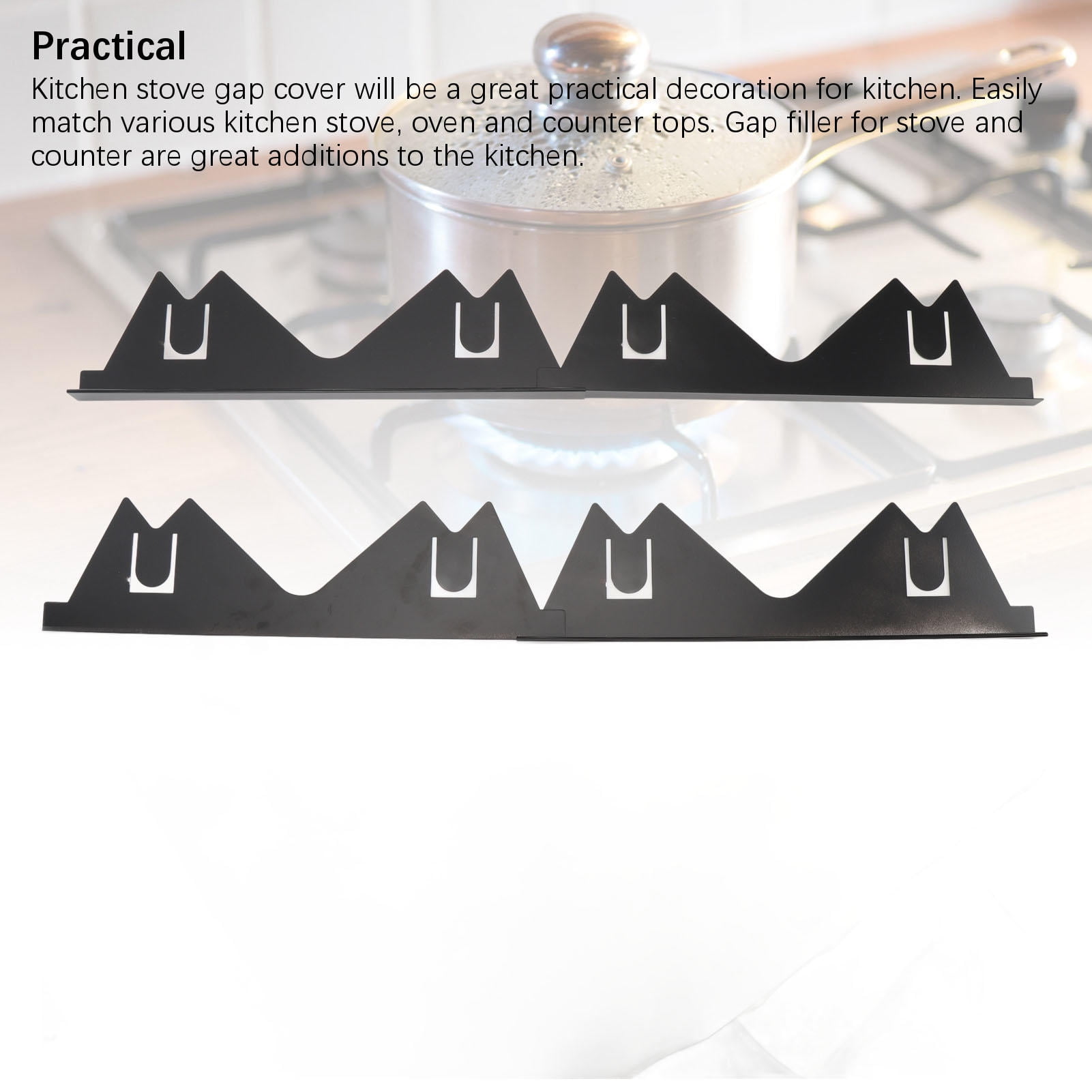 BIMZUC 2‑Pack Stainless Steel Stove Gap Covers – Heat‑Resistant, Adjustable 13.78‑27.17in, Easy‑Clean, Dishwasher Safe Kitchen Trim Kit