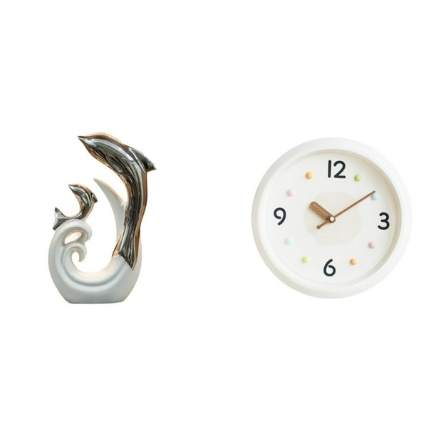 Reloj De Pared Abstracto Moderno Con Forma De Delfín De Cerámica Para Sala De Estar, Oficina, Chimenea, Soporte De TV, Mesa De Centro, Estudio. Decoración Ideal Para Cualquier Espacio.