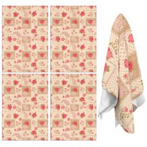 4 Pcs Pioneer Flower Floral Print Pattern Kitchen Towels, Funny Microfiber Dish Towel Set, 18" X 26" Tea Towels