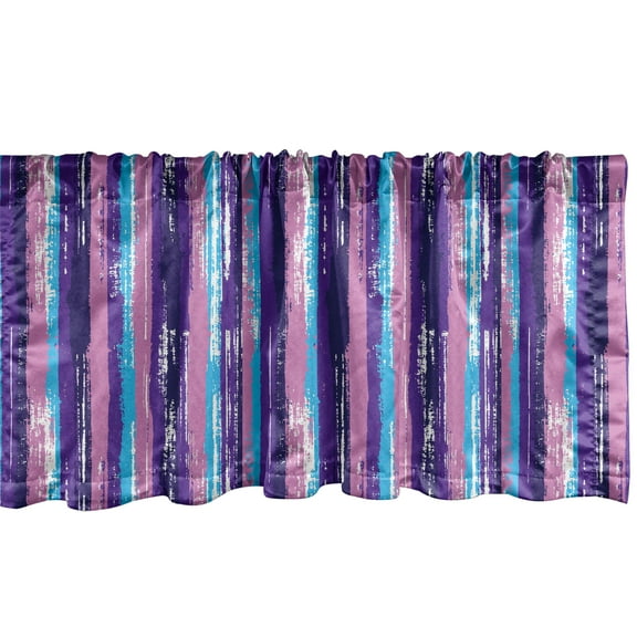 Ambesonne Modern Window Valance, Abstract Brushstrokes Art, 42" x 12", Pink Dark Purple Sky Blue