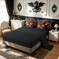 thumbnail image 4 of meiyoeat Gothic Black Dragon Full Size Bedding Sets for Boys Girls, Flame Animal Full Size Bed in a Bag, Black Orange, Black Reversible, 7-Piece, 4 of 5