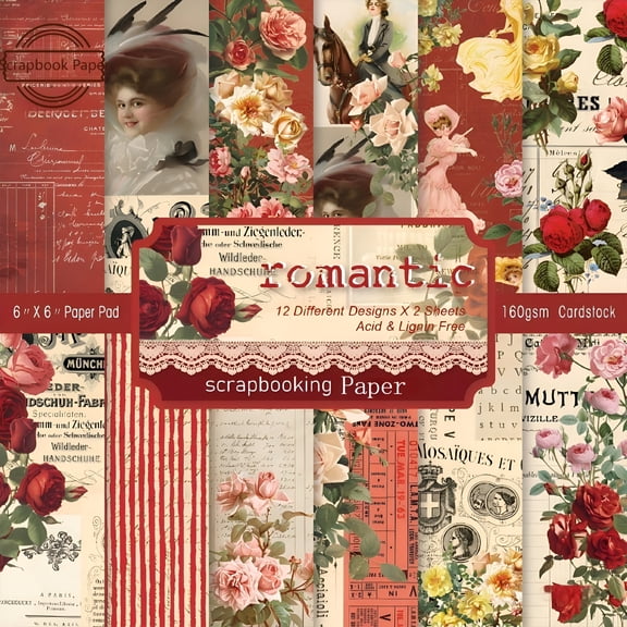 CCOCC 2026 New Scrapbook Paper Pad, 24 Sheets 6X6 Inch Single-Sided Card Making Journaling Planner Scrapbooking Supplies Aesthetic Decorative Craft Paper Cardstock