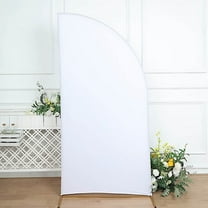 BalsaCircle 7x3 feet White Matte Fitted Spandex Half Moon Wedding Arch Backdrop Stand Cover Party Events Decorations