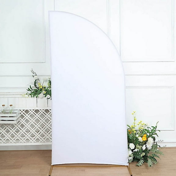 BalsaCircle 7x3 feet White Matte Fitted Spandex Half Moon Wedding Arch Backdrop Stand Cover Party Events Decorations