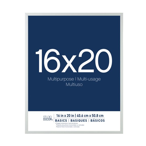 Studio Decor White 16" x 20" Multipurpose Frames by Basics  - Large Poster & Photo Frame Set with Wall Mount, Horizontal or Vertical Display, Plastic/MDF/Glass, 12 Pack