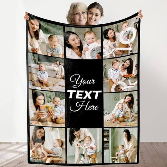 AISENIN Custom Photo Blanket Personalized Pictures Blankets for Mom Dad Family Friend Customized Christmas Birthday Gifts