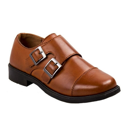 Josmo Boys Dress Shoes  Hook & Loop Double Monk Strap Cap Toe Oxford Loafers (Little Kid/Big Kid) - Tan  Size: 3