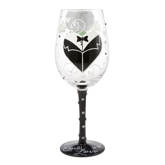 Lolita Two Hearts One Love Groom Wine Glass 9in H