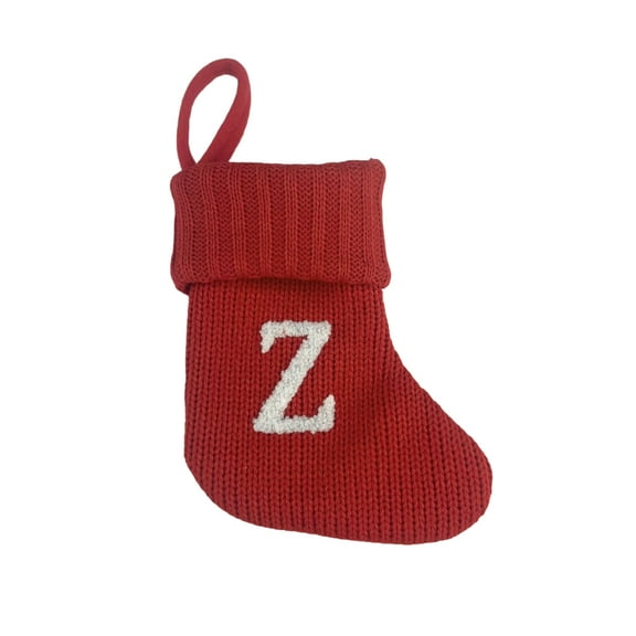 7 Inch Mini Christmas Stockings, 2PCS Red Christmas Initial Letter Cable Knit Stockings with Alphabet Decorations for Home Family Fireplace Hanging Gifts DIY Decor (Z)
