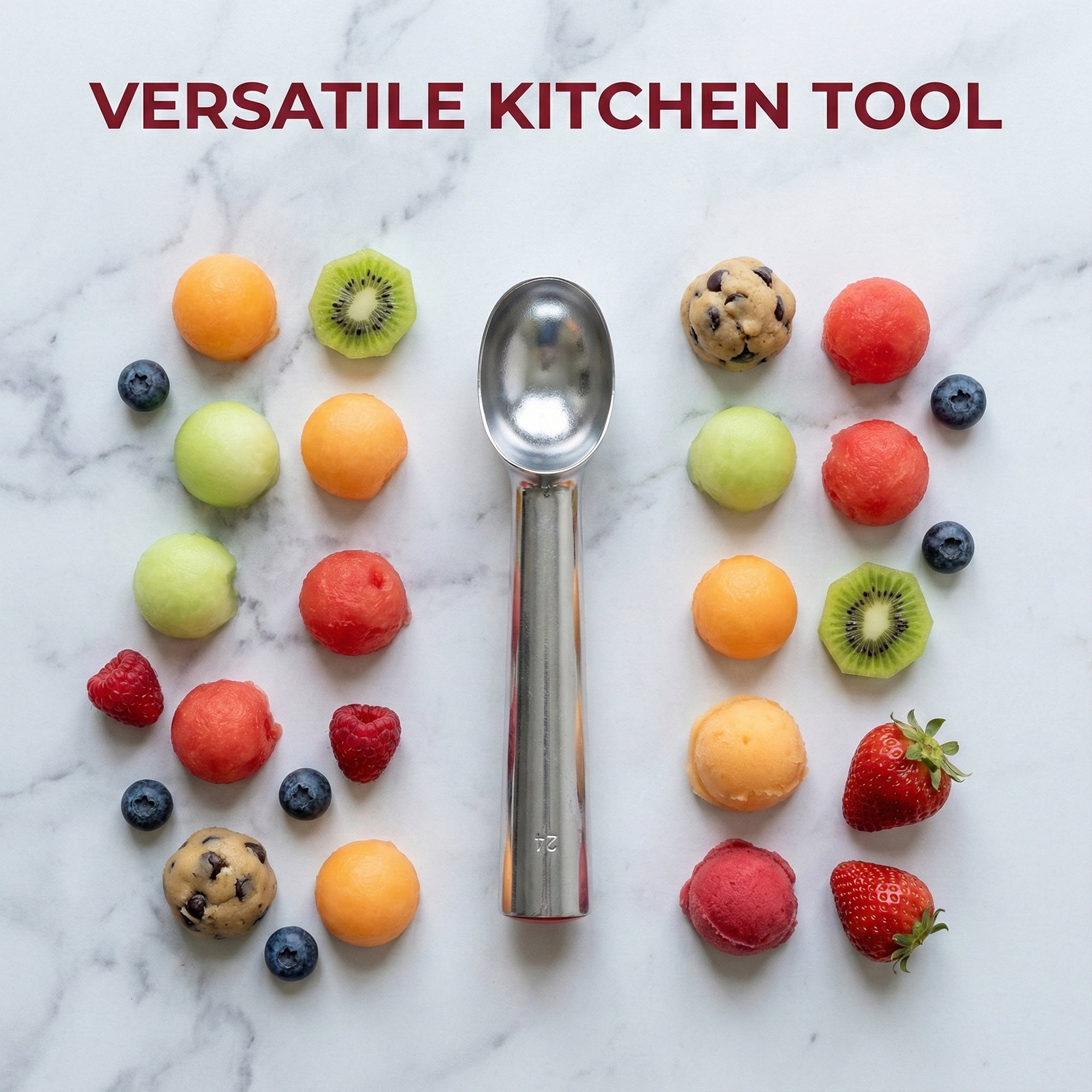 Unique Bargains Aluminum Ergonomic Handle Ice Cream Scoop Silver 6.9*1.4inch