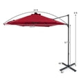 thumbnail image 2 of Costway 10 FT Patio Cantilever Umbrella Large Offset Hanging Umbrella with Solar LED Lights Wine, 2 of 10
