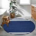 thumbnail image 3 of Navy Blue Striped Round Area Rug 3 FT, Small Kitchen Bathroom Mat, Modern Art Farmhouse Stripes Washable Indoor Outdoor Throw Runner Carpet Non-Shedding Doormat for Table Shower Sofa Entryway, 3 of 8