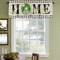 thumbnail image 3 of Rustic Home Curtain Valances for Windows, Kitchen Valance Window Treatments Panel 2 Pack, Eucalyptus Leaves Floral Wooden Buffalo Plaid Rod Pocket Short Curtains for Bathroom Bedroom 60 x 18 Inch, 3 of 8