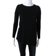 Pre-owned|Magaschoni Womens Silk Cashmere Blend Womens Crew Neck Sweater Black Size XS