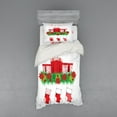 thumbnail image 2 of Christmas Duvet Cover Set, Stockings Hanging for Santa Mistletoe Illustration Merry Christmas for All, Bedding Set with Shams and Fitted Sheet, 3 Sizes, by Ambesonne, 2 of 3